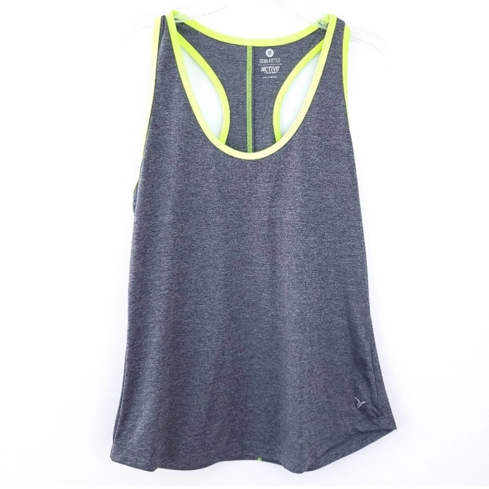 Old Navy Active Semi-Fitted Tank Top, Small, Gray with
Neon Trim
